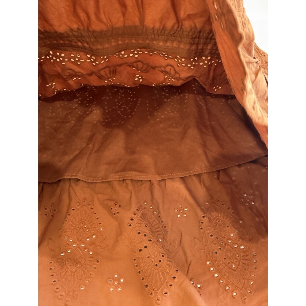 Jason Wu Skirt Set Eyelet Embroidery Midi Skirt Corset Crop Top Rust Sz Large - Picture 9 of 10